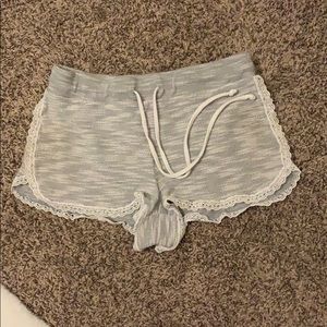 Lace trim pajama shorts
